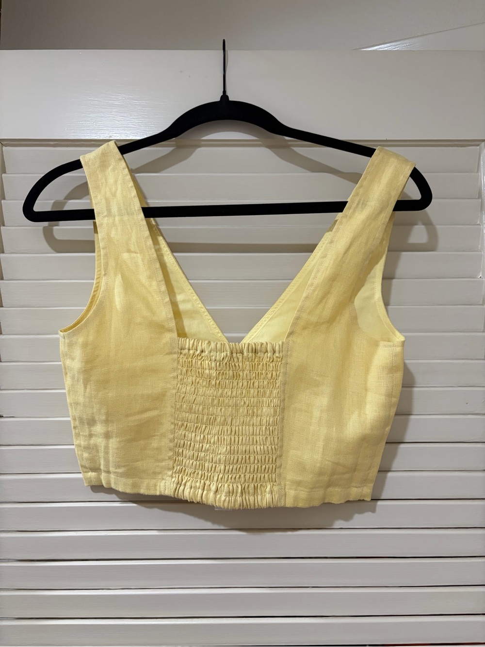 Madewell Linen Button-Front Crop Top - Picture 2 of 4